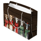 スカーフの可愛いグレイハウンド犬 ラージペーパーバッグ (裏面アングル)