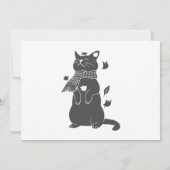 スカーフの猫は冬に備え、背面の色を選択 招待状 (裏面)