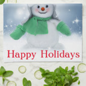 スカーフの雪だるま キッチンタオル (折り畳み)