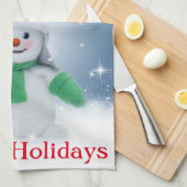 スカーフの雪だるま キッチンタオル (四つ折り)