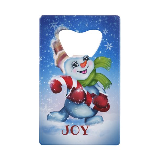 スカーフの雪だるま クレジットカード栓抜き (正面)