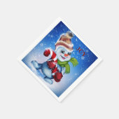 スカーフの雪だるま スタンダードカクテルナプキン (角)