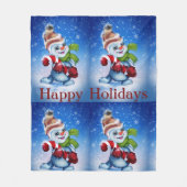 スカーフの雪だるま フリースブランケット (正面)