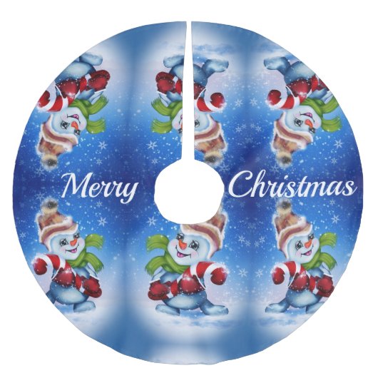 スカーフの雪だるま ブラッシュドポリエステルツリースカート (正面)