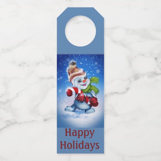 スカーフの雪だるま ボトルネックタグ (正面)