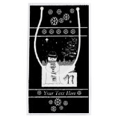 スカーフの黒と白のクリスマスを持つ雪だるま スモールペーパーバッグ (正面)