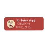 スカーフを巻いたメリークリスマスのトナカイ ラベル (正面)