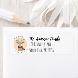 スカーフを巻いたメリークリスマスのトナカイ ラベル