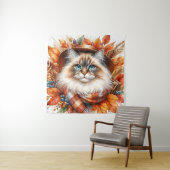 スカーフを巻いた秋のラグドール猫 タペストリー (インサイチュ)