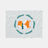 スカーフを持つかわいい冬のキツネ フリースブランケット (正面(横))