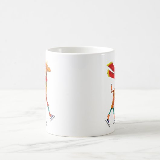 スカーフを持つアイススケートのキリン コーヒーマグカップ (中央)