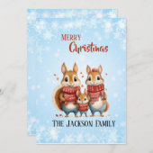 スカーフを持つ冬のリスの家族 シーズンカード (正面/裏面)
