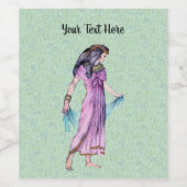 スカーフを持つ古代エジプトの服の女性 ワインラベル (シングルラベル)