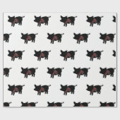 スカーフを持つ赤いバッファローの格子縞のブタ ラッピングペーパー (フラット)