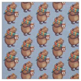 スカーフを着たキャピバラのシッピングコーヒーティー ファブリック