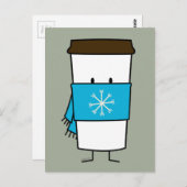 スカーフを着たハッピーコーヒーカップ ポストカード (正面/裏面)