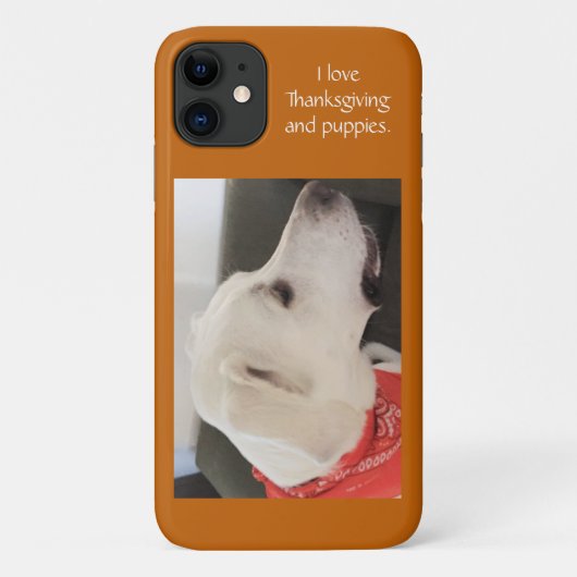 スカーフを身に着けたかわいい白い子犬感謝祭 Case-Mate iPhoneケース (裏面)