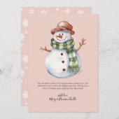 スカーフクリスマス付き水彩雪の男 シーズンカード (正面/裏面)