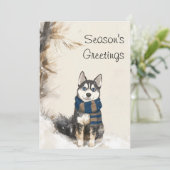 スカーフパーソナライズされたを巻いたシベリアのハスキー シーズンカード (スタンド正面)