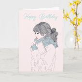 スカーフ付きカッコいいイラストレーション カード (黄色い花)