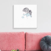 スカーフ付きカッコいいイラストレーション キャンバスプリント (インサイチュ (リビング))