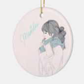 スカーフ付きカッコいいイラストレーション セラミックオーナメント (左)