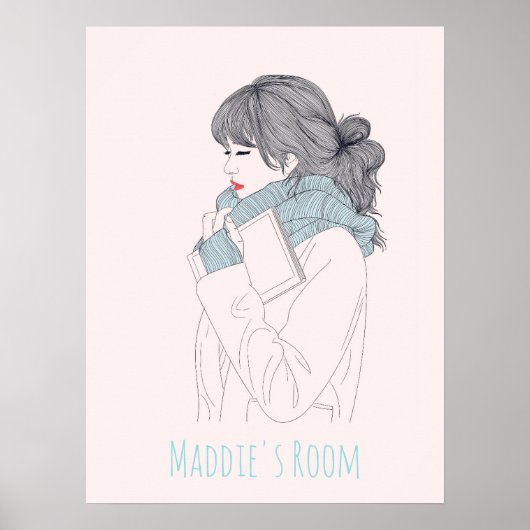 スカーフ付きカッコいいイラストレーション ポスター (正面)