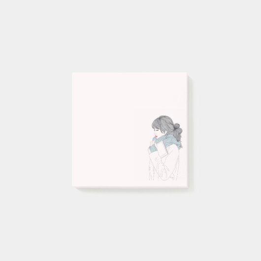 スカーフ付きカッコいいイラストレーション ポストイット (正面)
