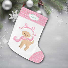 スカーフ付きピンクパターンサンタディア ラージクリスマスストッキング