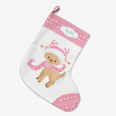 スカーフ付きピンクパターンサンタディア ラージクリスマスストッキング (正面 (吊り時))