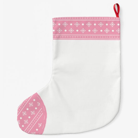 スカーフ付きピンクパターンサンタディア ラージクリスマスストッキング (裏面)