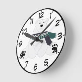 スカーフ付きホッキョクグマ ラウンド壁時計 (傾斜)