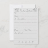 スカーフ付きモノクロ雪だるまへの招待 招待状 (裏面)