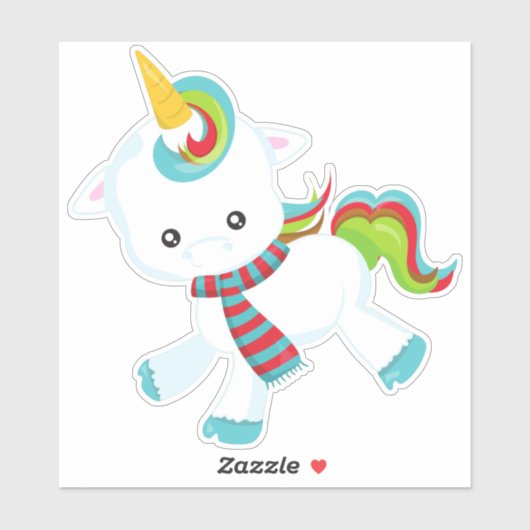 スカーフ付きユニコーン，かわいいユニコーン，小さなユニコーン シール (シート)