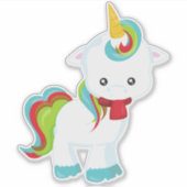 スカーフ付きユニコーン，小さなユニコーン，かわいいユニコーン シール (正面)