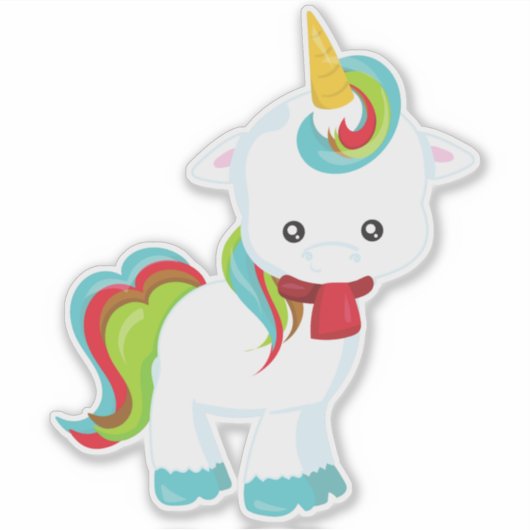 スカーフ付きユニコーン,小さなユニコーン,かわいいユニコーン シール (正面)