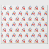 スカーフ付き冬の鳥 ラッピングペーパー (フラット)