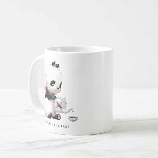 スカーフ付き可愛いパンダお茶のパーティー コーヒーマグカップ (正面左)