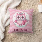 スカーフ付き可愛い小さなピンクのフクロウ クッション (ブランケット)