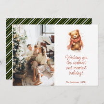 スカーフ付き可愛い水色クマのクリスマスフォト