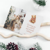 スカーフ付き可愛い水色クマのクリスマスフォト シーズンカード