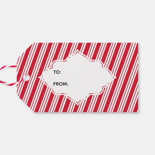 スカーフ付き赤バッファローの格子毛 ギフトタグ (裏面横)