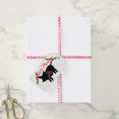 スカーフ付き赤バッファローの格子毛 ギフトタグ (より糸付き)