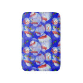 スカーフ付き雪だるま及び帽子と蝶ネクタイ バスマット (正面縦)