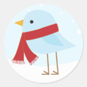 スカーフ付き鳥 ラウンドシール (正面)
