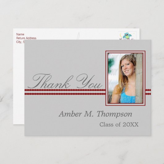 スカーレットとグレーの卒業ありがとう ポストカード (正面/裏面)