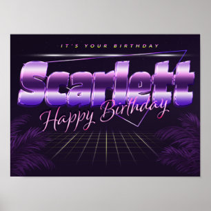 スカーレットの名前Vorname lila retroポスターGeburtstag ポスター