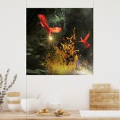 スカーレットアイビスの鳥たち「光を奪う」 ポスター (キッチン)