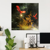 スカーレットアイビスの鳥たち「光を奪う」 ポスター (ホームオフィス)