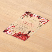 スカーレットエレガンス金ゴールドエンチャントフローラキンセアニェラ アクリル招待状 (レイダウン)